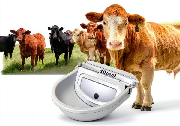 Automatic Livestock Water Bowl Piwerod Steel Dual Float 39in Hose-5