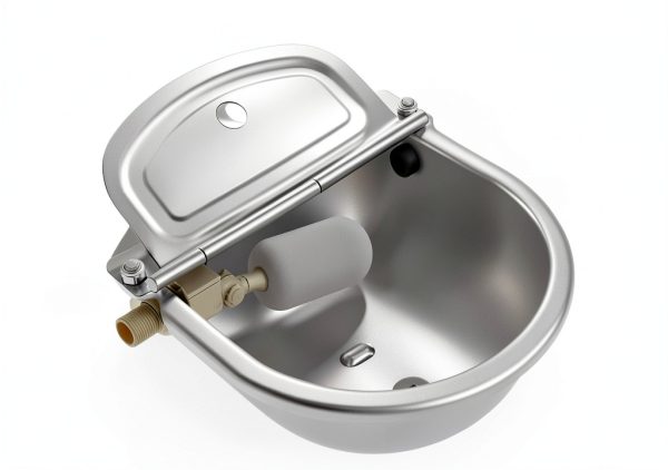 Automatic Livestock Water Bowl Piwerod Steel Dual Float 39in Hose-4