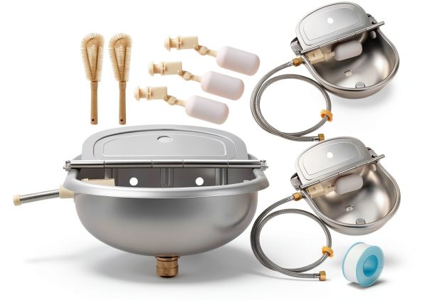 Automatic Animal Water Bowl Tessco EW‑Tessco‑2231 3‑Set 4L Steel-0