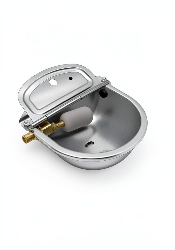Automatic Livestock Water Bowl Piwerod Steel Dual Float 39in Hose-2