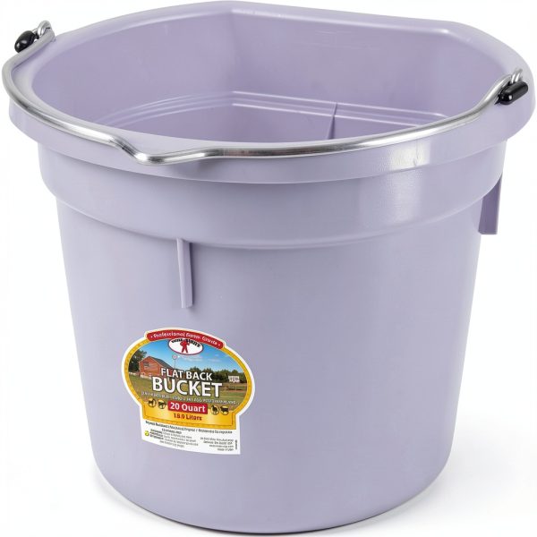 Little Giant Flat Back Plastic Feed Bucket 20 Qt Lavender Horse Water-0