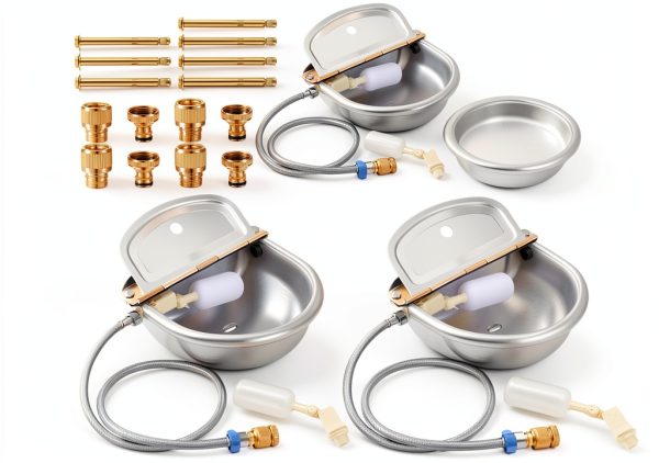 Bokon Automatic Animal Water Trough 4‑Piece Stainless Steel with Float-0